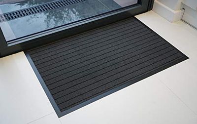 Serdim Rugs Ibiza Gestreepte, duurzame matten, donkergrijs, 90 x 150 cm (3' x 5')
