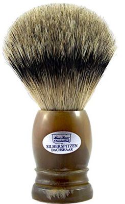 Hans BAIER Exclusive punta pennello da barba Argento Vero Corno chiaro