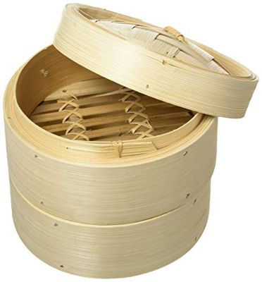 Vogue K302 - Vaporiera in bambù, 15,24 cm, utensile da cucina per la cottura a vapore di verdure e pancake, colore beige