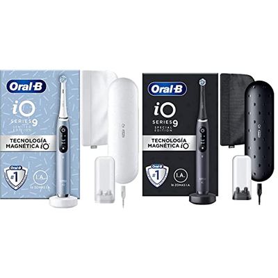 Oral-B iO9 Cepillo de Dientes Eléctrico con Mango Recargable, Tecnología Magnética iO, 1 Cabezal - Azul & iO9 Cepillo de Dientes Eléctrico con Mango Recargable - Negro, Edición Especial