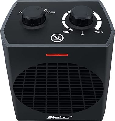 Steba ventilatorkachel FH 504, 4-standenschakelaar: uit/koude lucht/warme lucht (1000 W)/hete lucht (2000 W), kamerthermostaat, dubbele isolatie, veiligheidsuitschakeling dankzij tuimelschakelaar, oververhittingsbeveiliging, draaggreep
