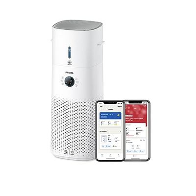 Philips Purificatore d'aria e umidificatore 2-in-1 Serie 3000, 131 m2, filtro NanoProtect HEPA & Carboni attivi, rimuove il 99,97% di tutte le particelle invisibili, Bianco (AC3737/10)