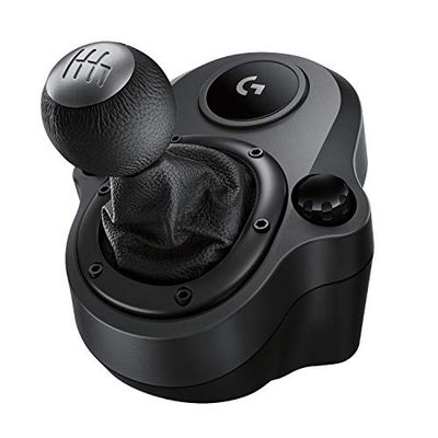 Logitech G Driving Force Alavanca de mudanças para volante de corridas G29 e G920, 6 velocidades, marcha traseira a pressão, aço e couro, PS4/Xbox One/PC/Mac - preto