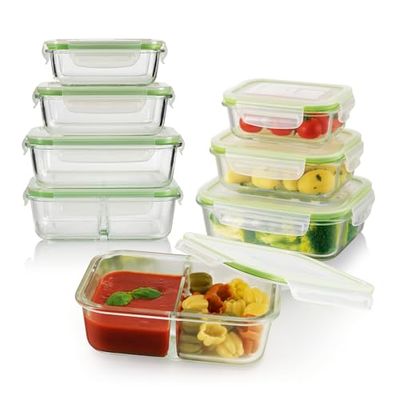 GOURMETmaxx Barattoli di vetro per la conservazione degli alimenti Klick-it Set di 8 | Perfetti per lavastoviglie, microonde, forno e congelatore | Ermetici e a prova di perdite