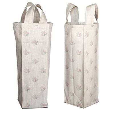 Bonamaison 50% Coton - 50% Polyester Imprimée Numériquement Vin Fourre-Tout Sacs, Sacs à Vin, Pochette Bouteille, Protecteur de Bouteille, Sac de Bouteille, Taille: 31 x 9 Cm