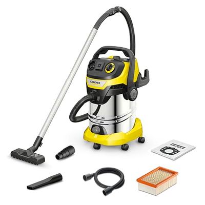 Karcher 1.628-361.0, WD 6 HP V-30/8/35/T Wet/Dry Vacuum Cleaner-30 L Stainless Steel Tank-1300W (Portable Socket and Blow Function), Standard