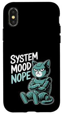 Divertente ingegnere robotico design con robot scontroso Cat Nope Custodia per iPhone X/XS