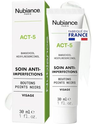 NUBIANCE - ACT-5 - Crème Visage Régulateur de Sébum - Convient à Tous Types de Peau - Sans Effets de Sécheresse - Combat les Imperfections, 30ml