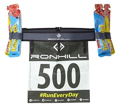Ronhill Race Number Belt Cinturon para el Dorsal y geles Ajustable, Unisex Adulto, Charcoal/Black, O/S