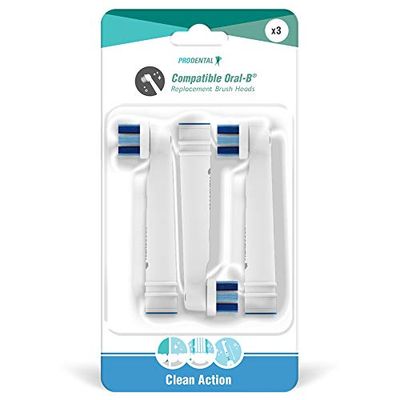 Prodental Oral-B - Spazzolino di ricambio compatibile con Clean Action Rotary (confezione da 3)