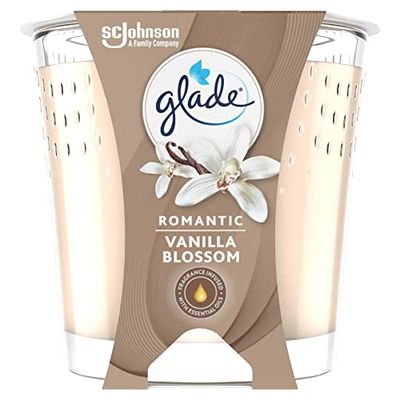 Glade Jar Candle, Scented Candle Infused with Essential Oils, Up to 42 Hour Burn Time, Vanilla Blossom, 129 g