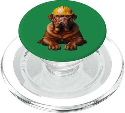 Dogos de Burdeos Perro Amarillo Sombrero Duro Trabajador de la Construcción PopSockets PopGrip para MagSafe