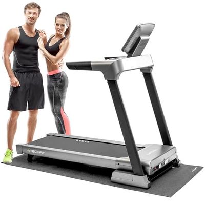 TechFit Tappeto Fitness in Gomma – Tappetino Antiscivolo per Protezione del Pavimento per Tapis Roulant, Cyclette, Vogatori e Attrezzature da Palestra 198 x 92 x 0,6 cm