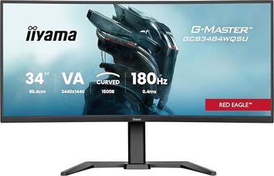 iiyama G-Master GCB3484WQSU-B1 86.4 cm 180Hz Curvo UWQHD, 0.4ms, FreeSync Premium, 3440x1440, 2 x HDMI, 1 x DisplayPort, 2 x USB 3.2, 2 x USB-C (7.5W), Soporte de Altura Ajustable