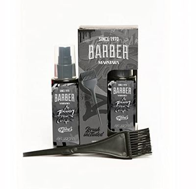 BARBER MARMARA Temporary Hair Colour Black 125 ml/Moustache Beard and Hair Colour/Eliminates Grey for a Thicker and Fuller Appearance/Free from Ammonia and Peroxide/Ready Mixture