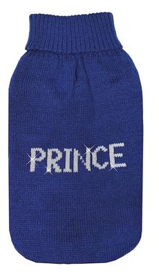 Record - Maglioncino per Cani Royal Prince. Maglione con Collo Alto e scritta PRINCE in Fili Metallici, Foro Guinzaglio e Lavabile in lavatrice| Blu, Lunghezza dorso 50 cm