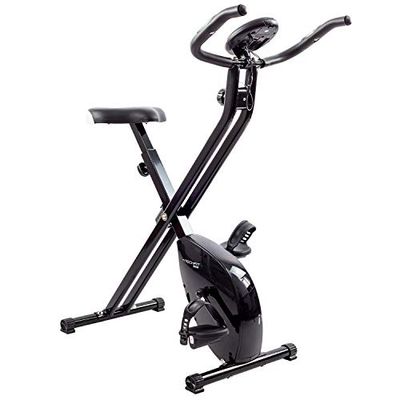 Techfit Cyclette da Camera Pieghevole - Posizioni Verticali per Bici da Interno, Supporto per Tablet, Bluetooth, Altoparlante e Sensore Pulsazioni