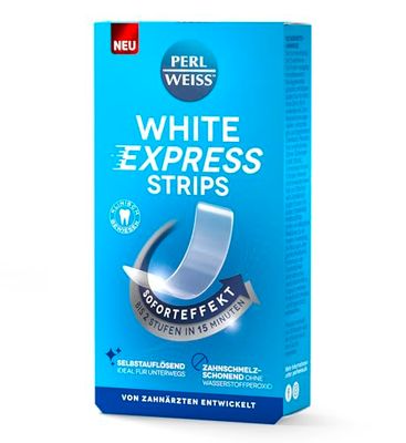 Perlwhite Express Strips – wybielanie zębów w 15 minut – do 2 poziomów bielsze zęby – natychmiastowy efekt dzięki samorozpuszczającym się taśmom wybielającym – delikatne dla szkliwa zębów i bez