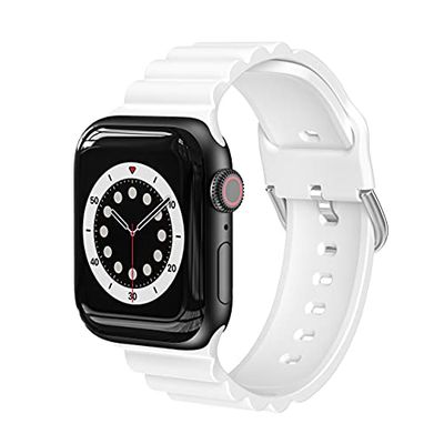Armband compatibel met Apple Watch armband 38 mm 40 mm 41 mm 42 mm 44 mm 45 mm, siliconen armband compatibel met iWatch SE/serie 7 6 5 4 3 2 1, Wit, 38mm/40mm/41mm, Sportief