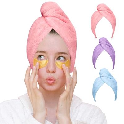 Good Nite Hair Towel Wrap 3 Pack Microfibre for Long Hair Super Absorbent Soft Women Quick Dry Daily Use