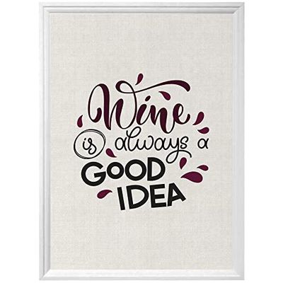 Arterby's® - Premium Poster Quadro Cornice Tela Canvas Dipinto Mood - Illustrazione Wine Bar Vino Calice Sommelier - Made in Italy - HD Tela con Cornice Decorativa Bianca 21x30 cm A0035 D005