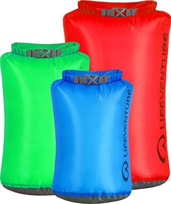 Lifeventure, Ultralight Dry Bag Multipack (5L, 10L, 25L) unisex, Blue, Green, Red, 5, 10, 25 litre