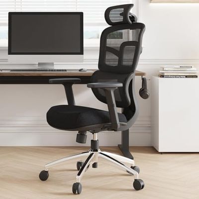 Novilla N-F5000 bureaustoel, nylon, zwart, 65 x 70 x 122,5 cm
