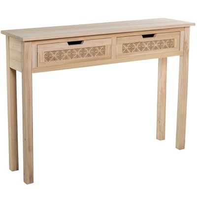 MESA DE ENTRADA C/2 CAJONES MADERA NATURAL_110X30X81CM, DM+PAULOWNIA