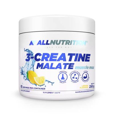 ALLNUTRITION Tri Creatine Malate Powder Supplement - Creatine Monohydrate & Malic Acid with Taurine & Vitamin B6 - Performance Boost and Muscle Recovery - 250g - Lemon