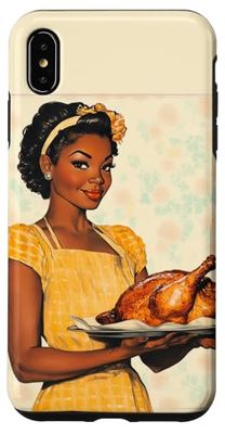 Poster vintage pinup con pollo arrosto ragazza con chef retrò Custodia per iPhone XS Max