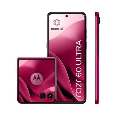 Motorola razr 60 ultra, Pantone Cabaret, Moto AI Flip Smartphone, Dual Display, 50MP Triple Camera