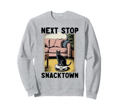 Next Stop Snacktown Cat Robot Vacuum Cleaner Cat Sweatshirt
