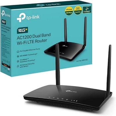 TP-Link Routeur Archer MR550 4G+ Cat6 300 Mbps, Wi-Fi AC1200 double bande, avec carte SIM, microSIM, port Gigabit LAN/WAN, MU-MIMO, sans configuration, TP-Link OneMesh Technologie