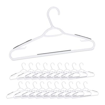 Relaxdays Cintre en Plastique Bandes antidérapantes Set de 20 Encoche Traverse Porte-Cravate, Blanc