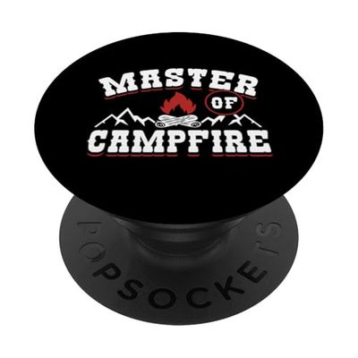 Master of Campfire Funny Camping Outdoor Adventure PopSockets PopGrip Adhesivo