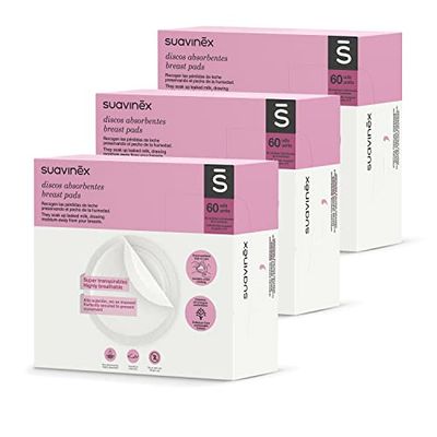 Suavinex, Coussinets d'Allaitement Jetables, Extrafins et très Absorbants, 180 unités en sachets individuels de 2 unités