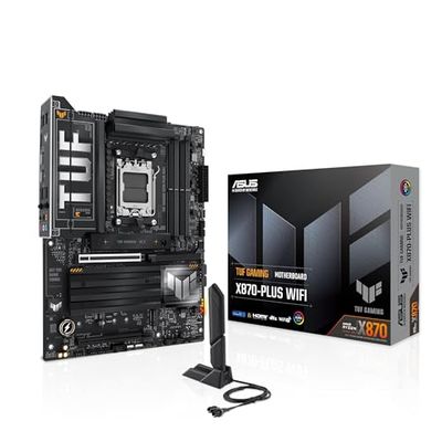 ASUS TUF GAMING X870-PLUS Scheda madre WIFI ATX, 16+2+1(80A) stadi di alimentazione, DDR5, PCIe 5.0, GPU di nuova generazione, 4 slot M.2, WiFi 7, USB4 20 Gbps anteriore con PD Fast Charge, Aura Sync