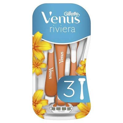 Gillette Venus Women's Razors, 3 Disposable Razors for Women, Venus Riviera