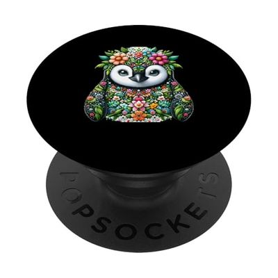 Grazioso pinguino estetico floreale amante dei pinguini PopSockets PopGrip Adesivo