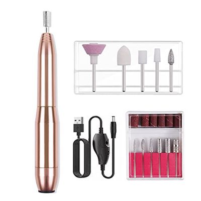 Elektrische nagelvijl, nail art machine, 6-in-1, draagbaar, professionele nagelboor voor thuis, salon, manicure en pedicure, geschikt voor beginners, doe-het-zelf elektrische nagelkit