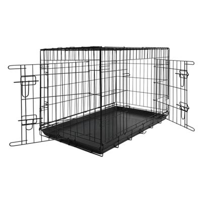 JACK AND VANILLA, Gabbia Pieghevole a 2 Porte per Animali, Design Elegante, Materiali durevoli, Ventilazione ottimale, facilità di Accesso, Ideale per Viaggi, 123 x 77 x 83 cm, Nero, Modello Travel