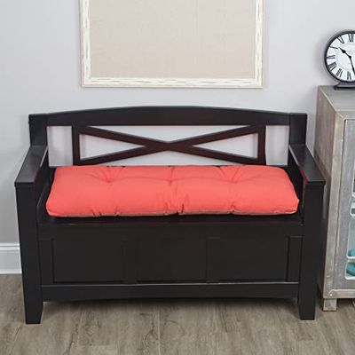 Klear Vu The Gripper Omega Non-Slip Tufted Bench Cushion for Indoor Furniture, Entryway Storage, Bay Window, Corner Nook or Piano Seat, 35 Inches, 16 Coral