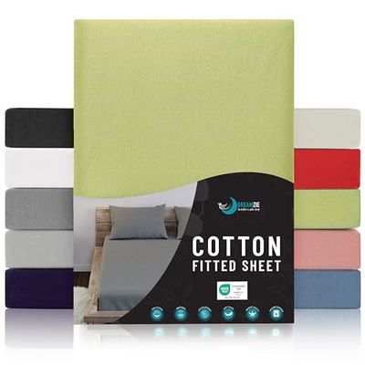 Jersey Katoenen Hoeslakens Groen - Voor Matras 70 x 200 x 12 cm - Gecertificeerd Vrij van Chemische Producten (OEKO TEX), Hoeslakens met Volledige Elastiek