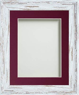 Frame Company Lynton Driftwood Photo Frame with Plum Mount, 12x10 for 9x7 inch, fitted with perspex
