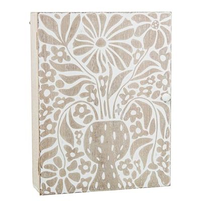 DRW Caja cuelgallaves de Madera en Blanco y Natural 20x5.5x26 cm