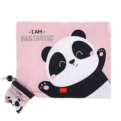 Legami - Paño de limpieza de lentes y pantallas con funda, para lentes cristalinas, apto también para smartphones, tabletas, PC y cámaras, 19 x 15 cm (abierto), tema Panda
