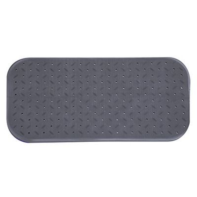MSV Premium Shower Mat Bath Mat Bath Mat Antibacterial Non-Slip with Suction Cups – Grey – Smells of Roses – Approx. 36 x 97 cm – Washable at 60 °C