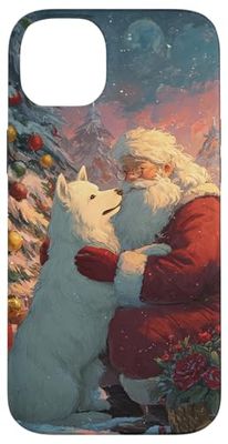 Santa Hugging Great Pyrenees Dog Christmas Art Case for iPhone 14 Plus