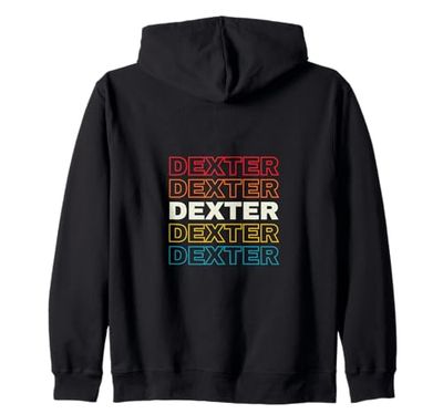 I Love Dexter Personalized Retro Sunset First Name Zip Hoodie
