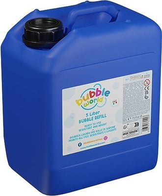 Bubble World- Bubble Word-Ricarica Sapone-Liquido Pronto all'Uso per Bolle e giocabolle-Ipoallergenico-Senza Parabeni e Privo di Glutine-Made in Italy, Colore Blu, 5 L, 103.645000